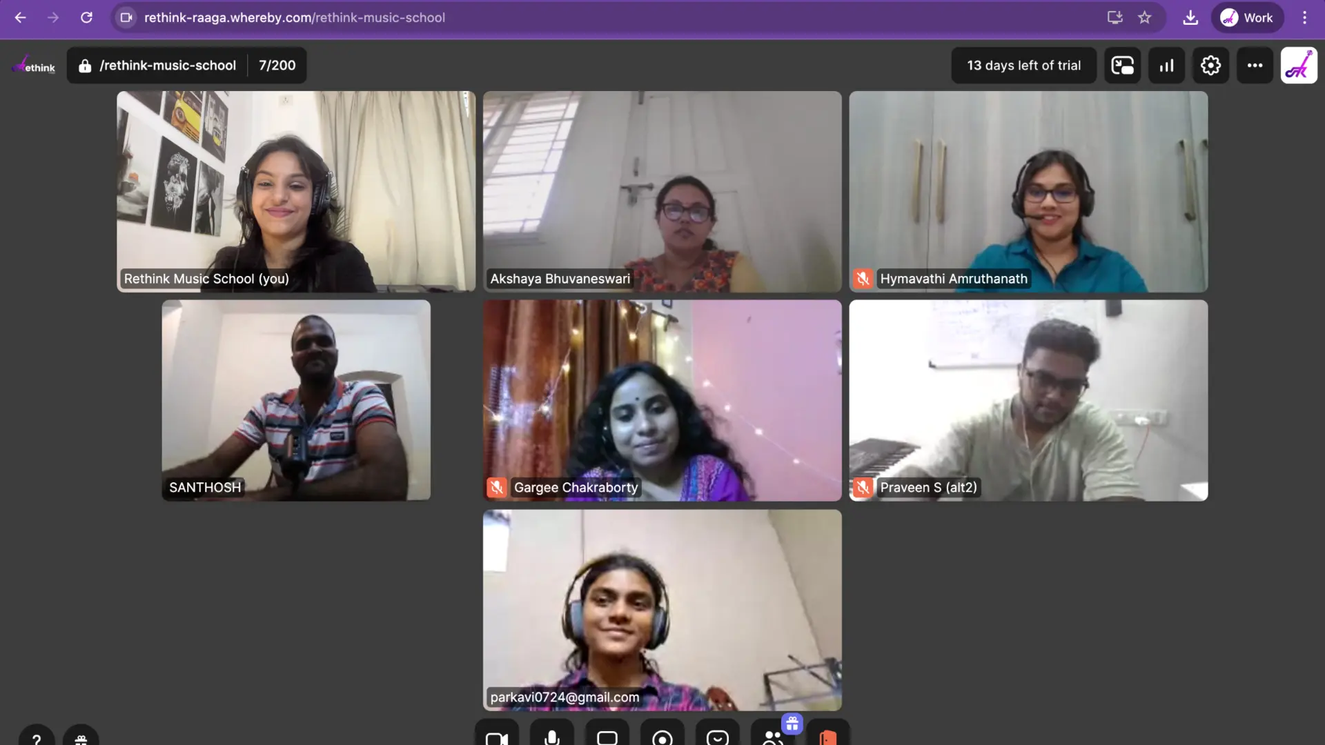 Music educators connecting in an online session